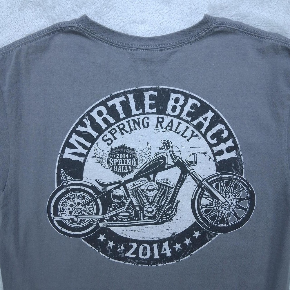 Hot Leathers Myrtle Beach Spring Rally 2014 Mens Biker T-Shirt Gray Medium